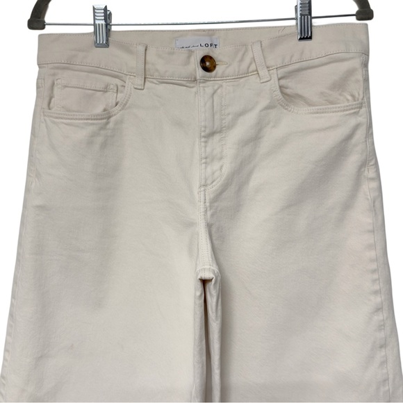{LOFT} "High Rise Wide Leg Cropped Jeans in Ecru" Loose Relaxed Stretch Denim - Picture 4 of 8